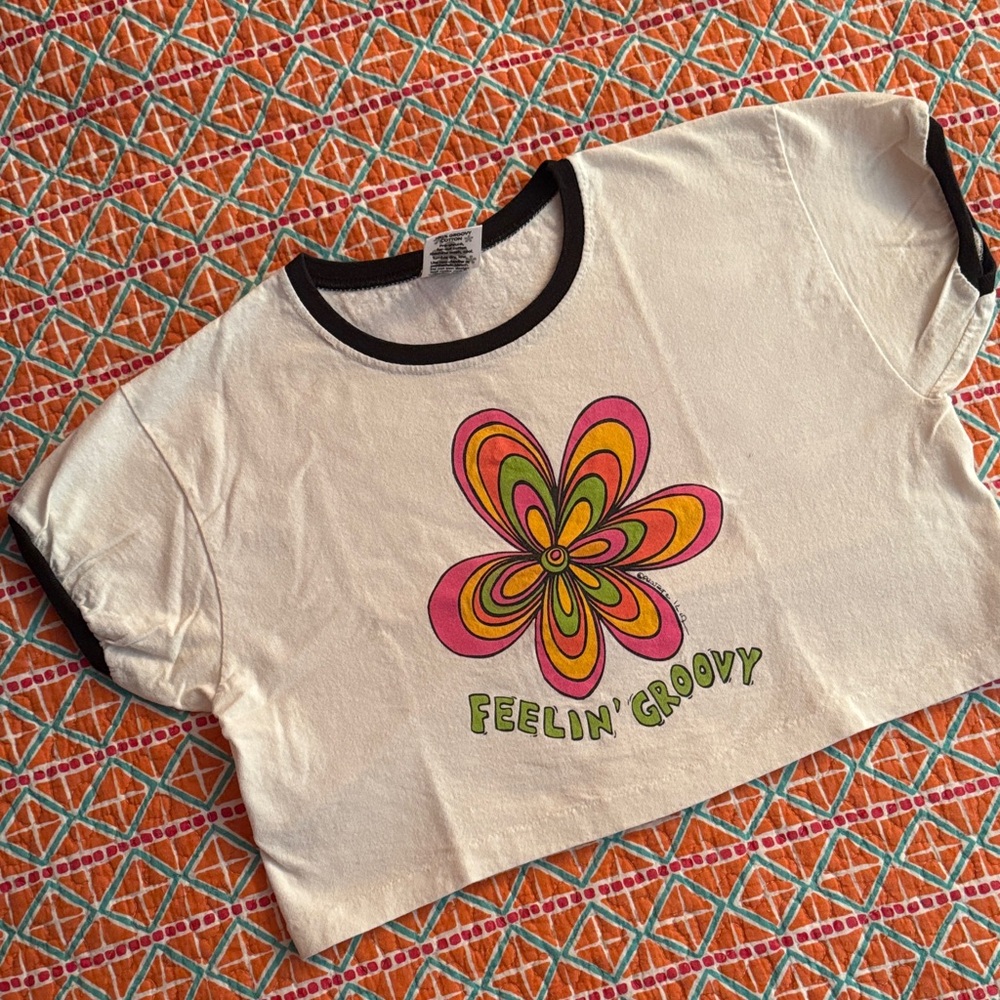Project E Cream and Black Short Sleeve Tee
